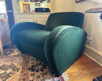 BUY IT NOW! $480. Vintage Postmodern Hunter Green Armchair and Ottoman