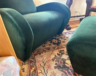 BUY IT NOW! $480. Vintage Postmodern Hunter Green Armchair and Ottoman