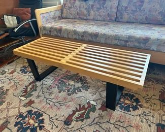 MCM George Nelson-style Maple Finish Slat Bench/Coffee Table. 48”W x 17”D x 14”H