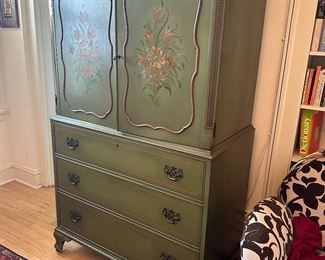 BUY IT NOW! $200. Vintage Hand-Painted Armoire. 39.5"W x 22"D x 66"H.