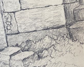 Charcoal Sketch; 10.5"x13" by Joslin; Castle Door
