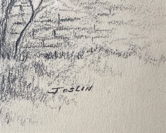 BUY IT NOW! $100. Charcoal Sketch by Joslin. 10.5"H x 13"W