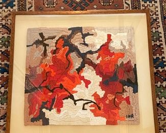 'The Fires of Life', Fiber 24"x24" Artist: Irmgard Hess Rosenberger