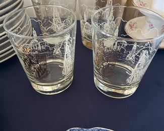 Vintage Johns Hopkins Etched Rocks Glasses