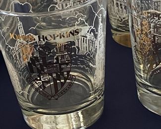 Vintage Johns Hopkins Etched Rocks Glasses