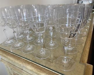 1960s crystal cut goblets, 12 pc set