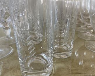 Vintage Etched Tumblers; 10pc set (8 tall, 2 short)