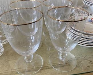 Vintage Gold rimmed glassware; 12 pc set