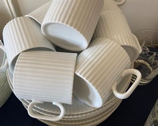White Ribbed China; 17pc set