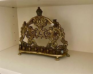 Vintage Crown Lion with Star of David Menorah 