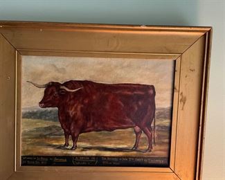 BUY IT NOW! $500. Antique oil. Devon Ox 1851.