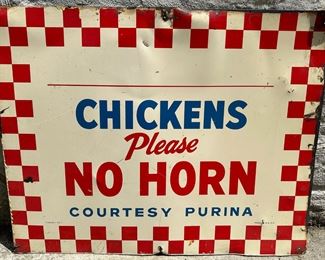 Vintage Tin Sign Asking Cars Not To Disturb Chickens By Purina
Lot #: 84