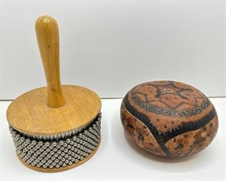 Cabasa Latin Percussion Musical Instrument By LP Afuche & Hand Carved Peruvian Gourd
Lot #: 99