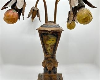 Antique Art Deco Indian Chief Brass Lamp With Slag Glass Inserts
Lot #: 104