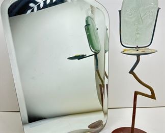 Etched Vanity Mirror & Candle Holder With Frosted Art Glass Shield
Lot #: 152