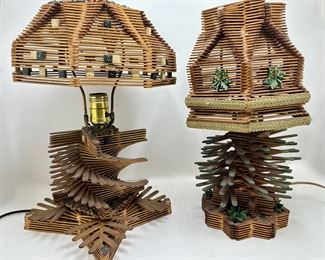 2 Vintage Tramp Folk Art Popsicle Table Lamps
Lot #: 111
