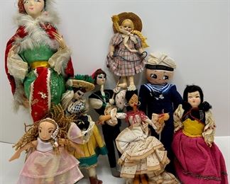 8 Dolls Including Portuguese Dancing Couple, Sailor & More, Mostly Vintage
Lot #: 197