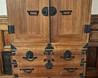 Antique Chinese 2 Piece Solid Wood Travel Trunk Dresser
Lot #: 12