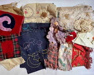 Over 20 Unfinished Embroidery & Sewing Projects, Trimmings & Fabric Scraps
Lot #: 180