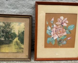 Vintage Rose Painting, Unsigned & Hand Colored Photograph, Signed
Lot #: 118
