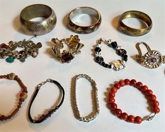 12 Bracelets, Mostly Vintage Including 1 Sterling By Coro Craft, & Seiko Watch
Lot #: 156
