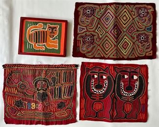 4 Vintage Cuna Indian Molas Reverse Applique Tapestries, Panama, 1 In Frame
Lot #: 65