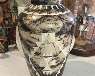 Horsehair pottery Native American large vase
