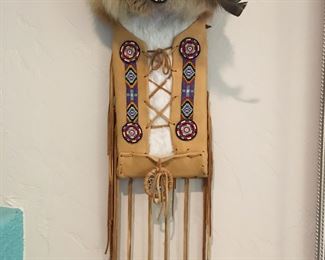 Native American leather beaded papoose