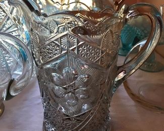 Leaded glass pitcher