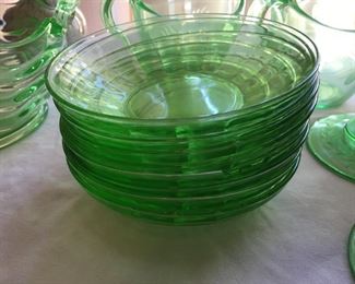 Green glass dishes