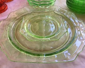 Green glass dishes