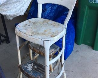 Antique metal footstool/chair