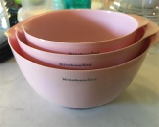 Pink Kitchen Aid mixing bowls
