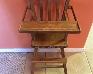 Solid wood vintage doll high chair