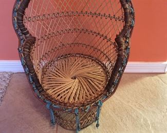 Wicker vintage doll chair embellished