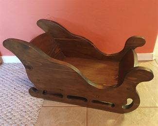 Solid wood doll sled