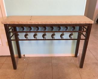 Metal & sandstone Kokopelli sofa table