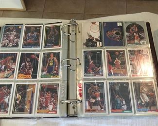 Basketball card collection in book