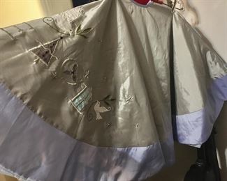 Purple gray Christmas tree skirt