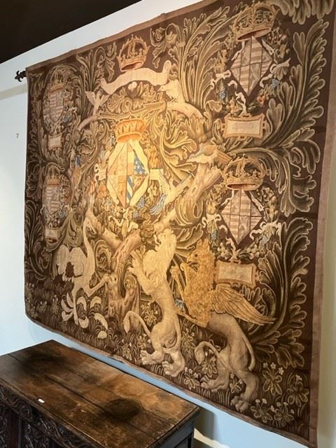 90"x 85"  Hand Woven Aubusson Tapestry with Backing and Rod.  Retail: $6,800.00