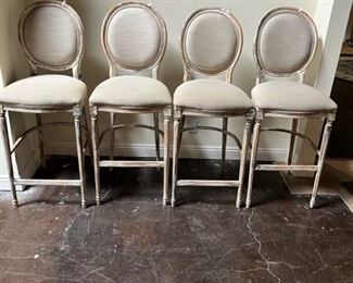 Taupe Italian Tall Barstools. Seat: 31", Back: 51" . Retail: $900 each.