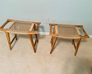 Pair of Danish modern Hans Wegner style foot stools