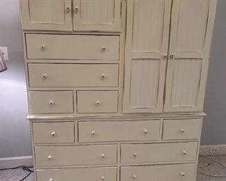 Distressed 11 drawer two cabinet wall unit/chest