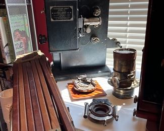 Kodascope 8 model 30 projector camera and 3 Crown tripods