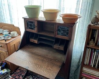 Antique tiger oak Secretary open