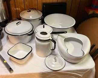 Variety of enamelware