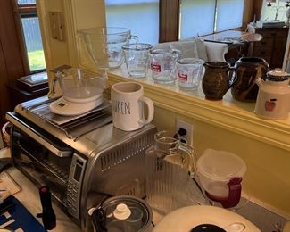 Convection oven, lettuce dryer, Vintage measuring cups and food scales