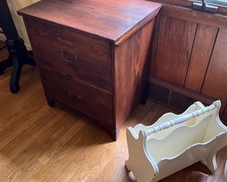 Antique wooden cabinet and magazine rack