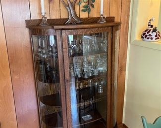 Oak curio cabinet