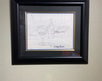 9. Tony Curtis- “11x14 “Fine Wine & Fine Memories “ Pen & Ink On Paper 
Retail $3200